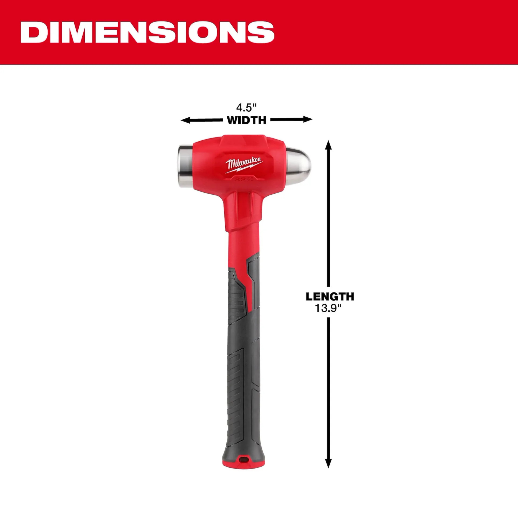Milwaukee 32oz Dead Blow Ball Peen Hammer from Columbia Safety